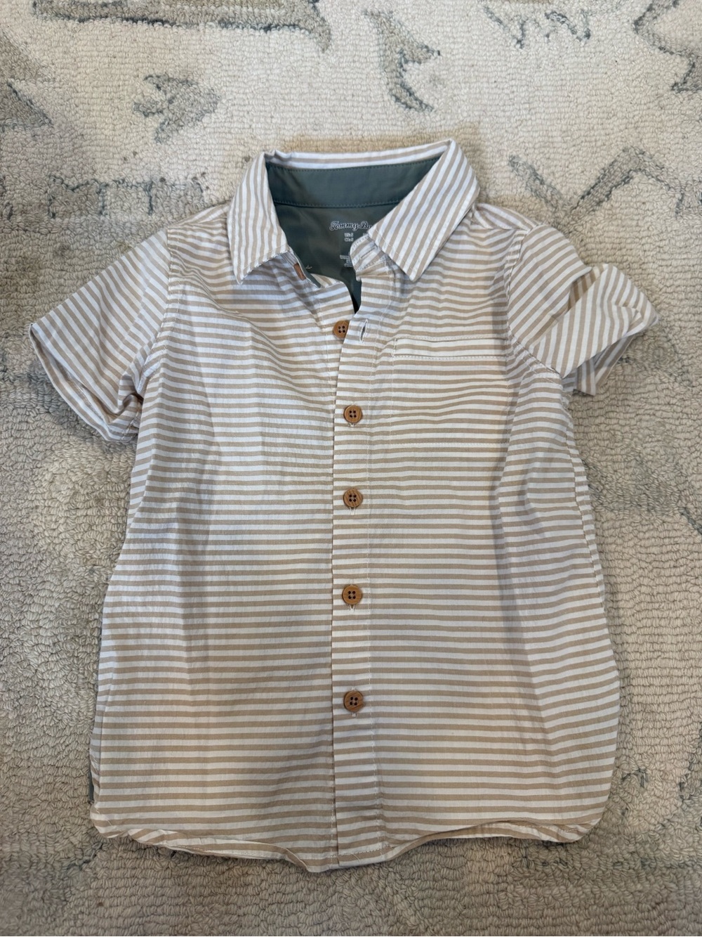 Tommy Bahama Beige & White Stripe Button-Front Kids Shirt